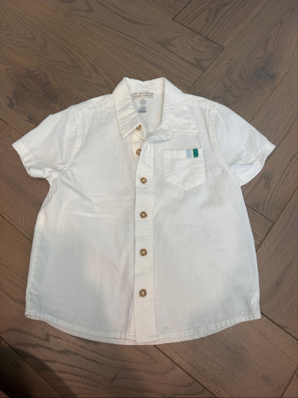 White Short-Sleeve Button-Up Shirt for Kids